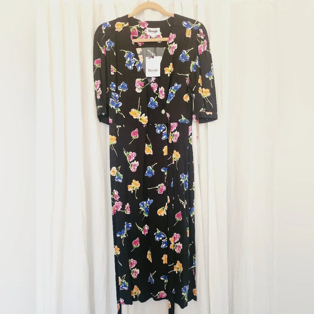 Rouje Caitlin Midi Wrap Dress FR 38 - Picture 9 of 16